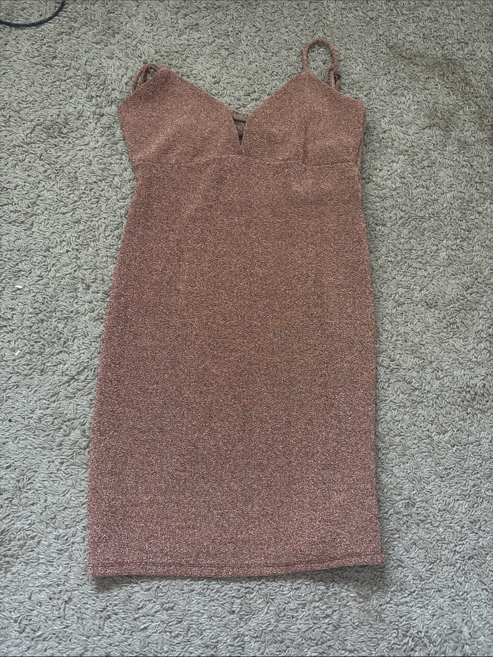 wild fable Shimmer Slip Midi Dress in Rose Gold
